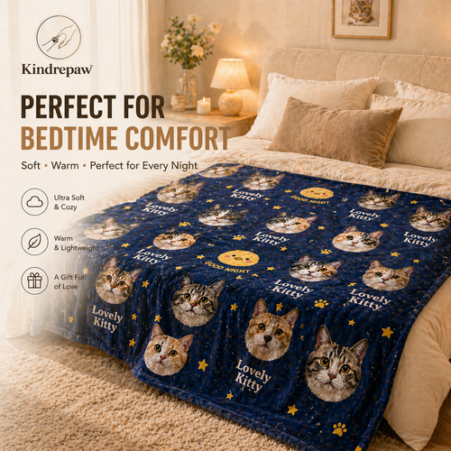 Custom Pet Photo Blanket – Personalized Ultra-Soft Cozy Throw with Your Dog or Cat | Unique Gift Idea