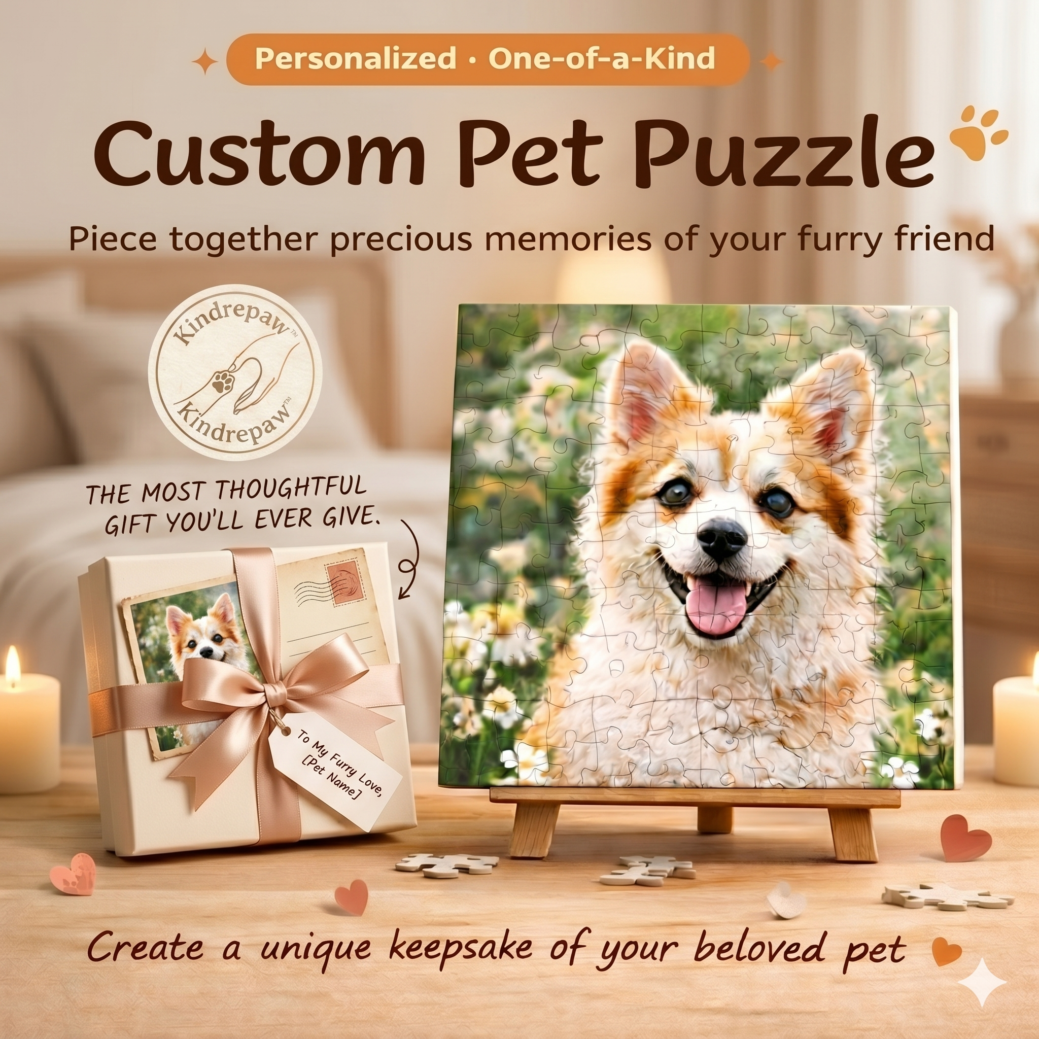 Kindrepaw™ Custom Pet Portrait Puzzle – Crafted for Lasting Memories