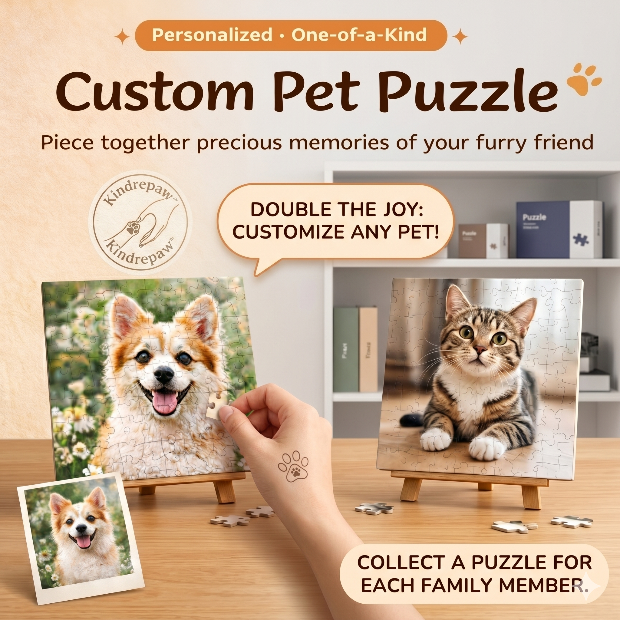 Kindrepaw™ Custom Pet Portrait Puzzle – Crafted for Lasting Memories