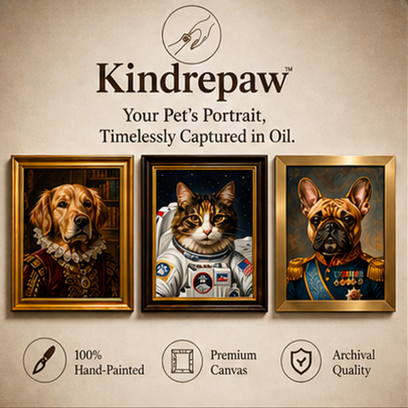 Custom Pet Portrait Oil Painting – Hand-Painted Royal, Astronaut or Military Style Canvas