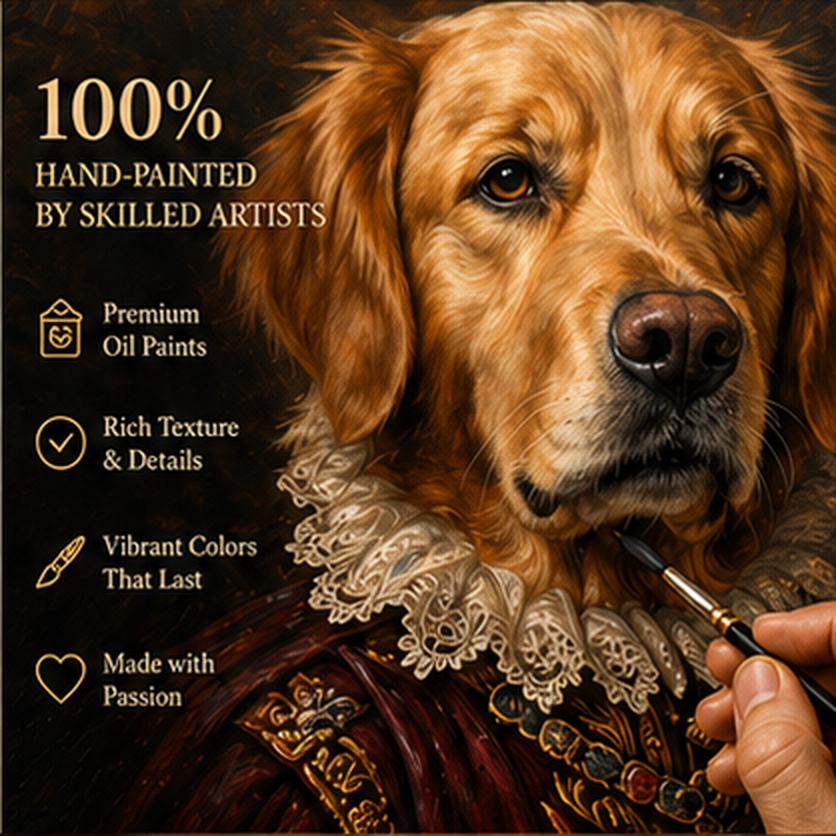 Custom Pet Portrait Oil Painting – Hand-Painted Royal, Astronaut or Military Style Canvas