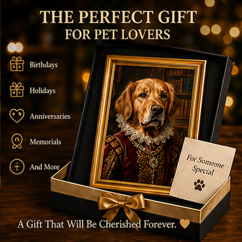 Custom Pet Portrait Oil Painting – Hand-Painted Royal, Astronaut or Military Style Canvas